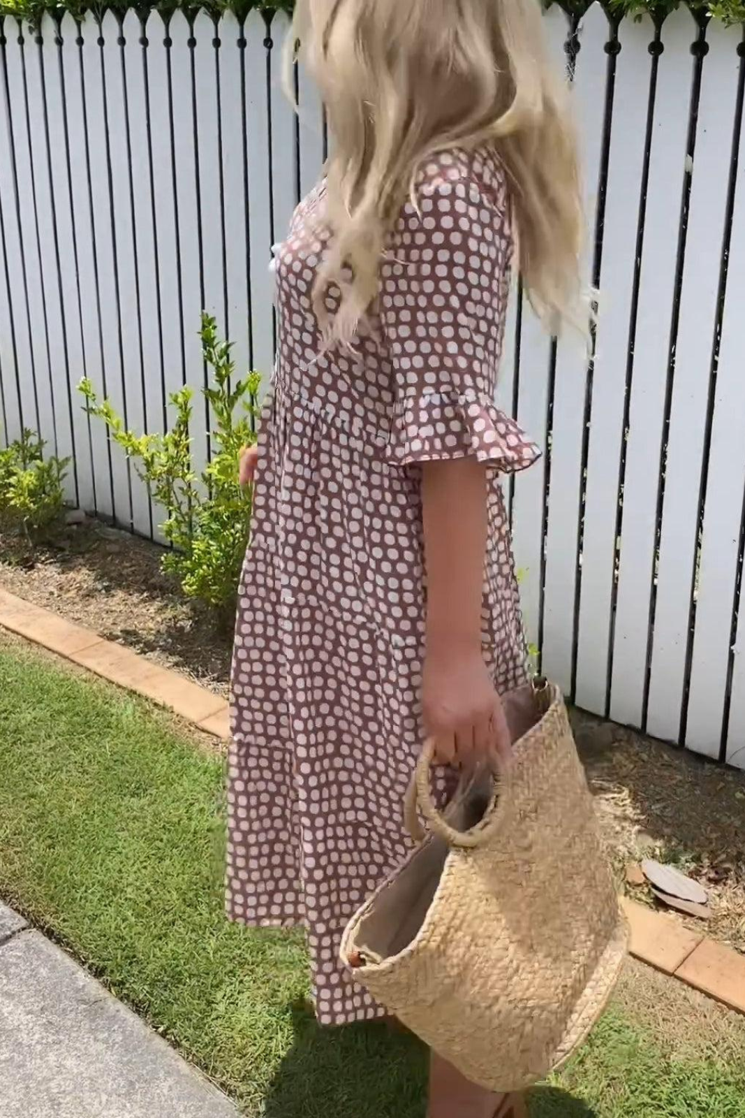 Zora | Vestido Midi de Manga Corta Sable