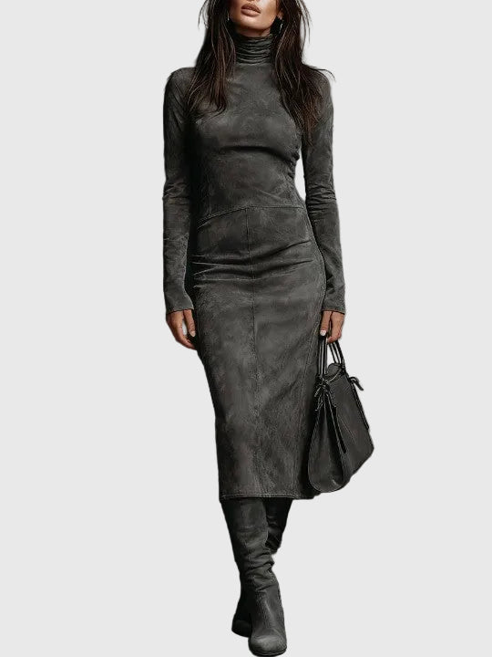 Rosa | Elegante Vestido Midi de Ante