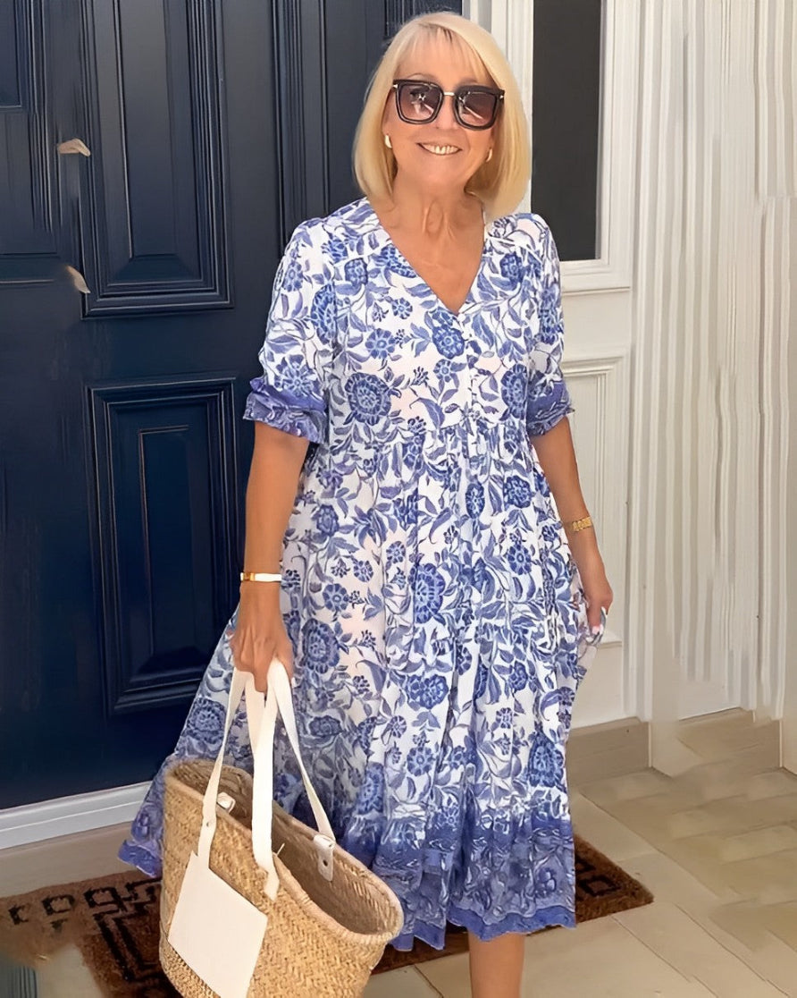 Keisha | Vestido Maxi Floral con Escote en V Elegante