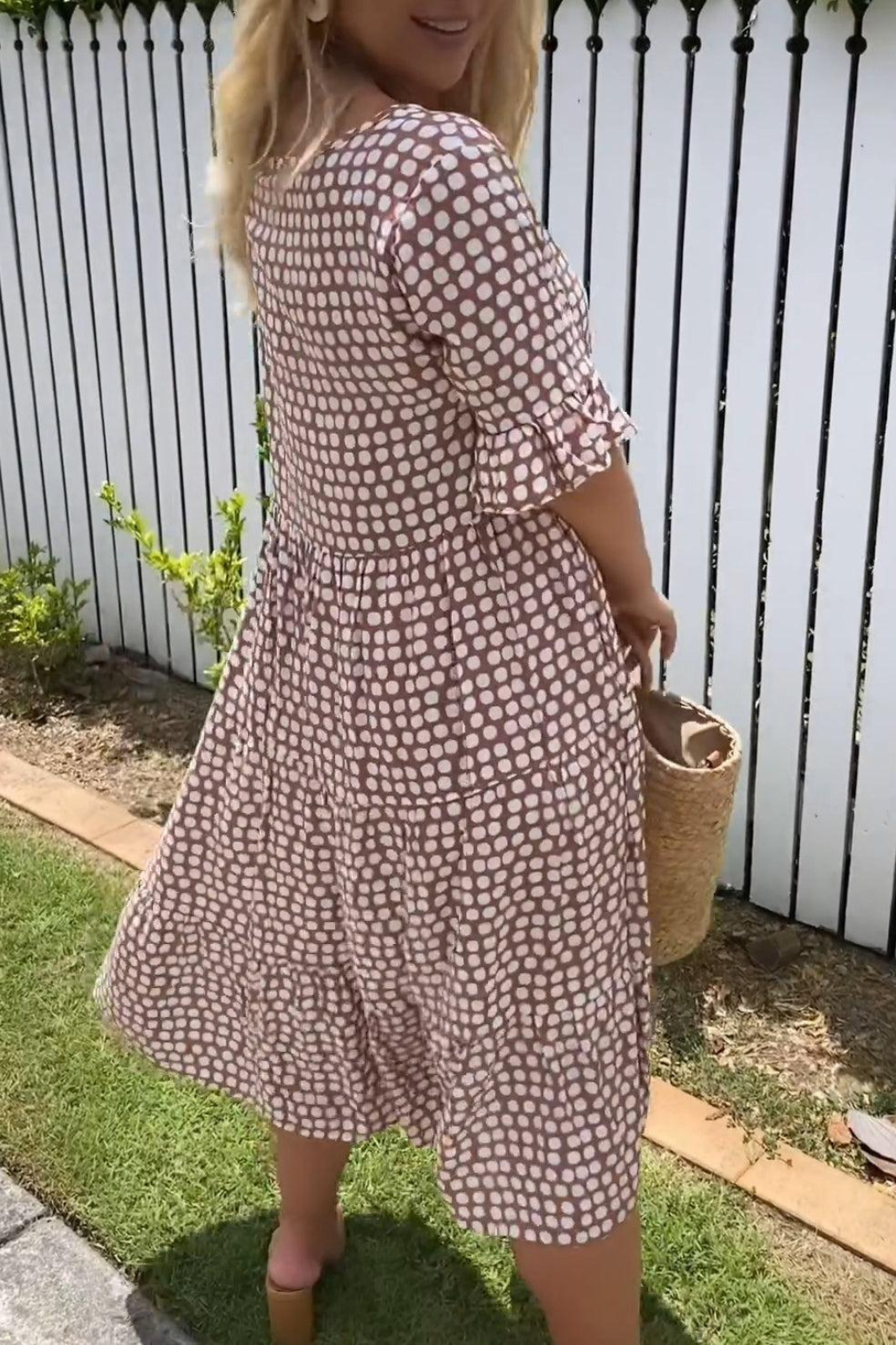 Zora | Vestido Midi de Manga Corta Sable