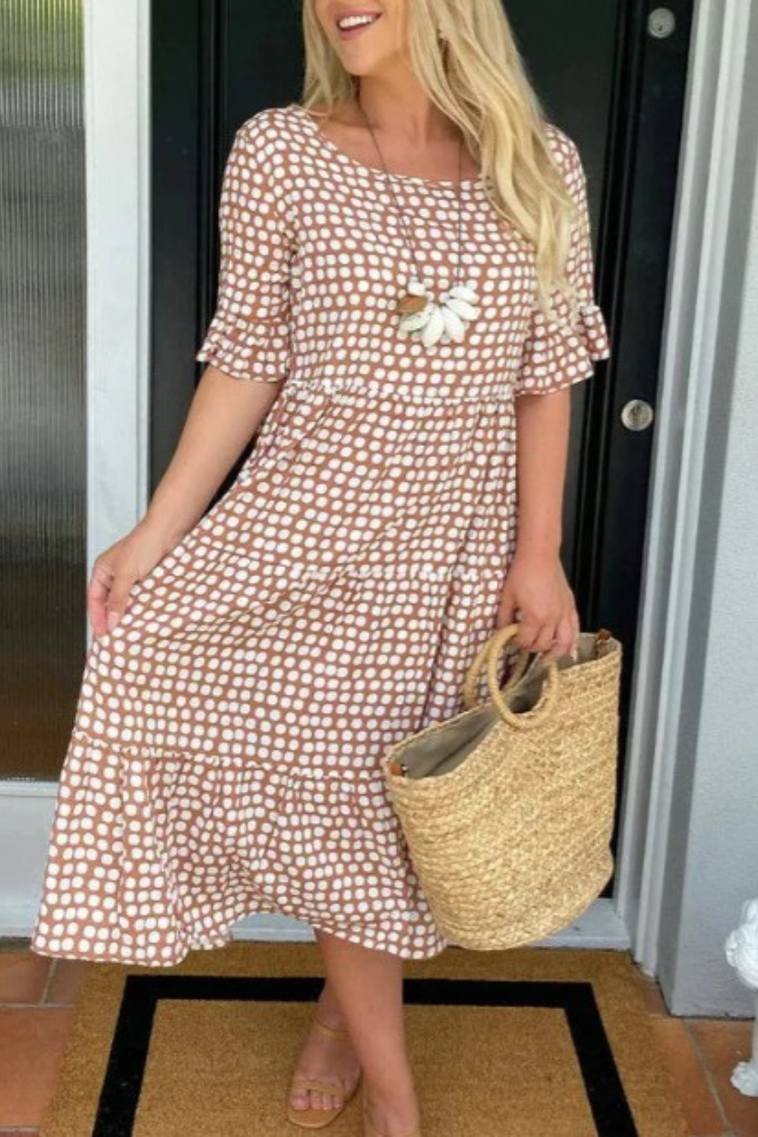 Zora | Vestido Midi de Manga Corta Sable