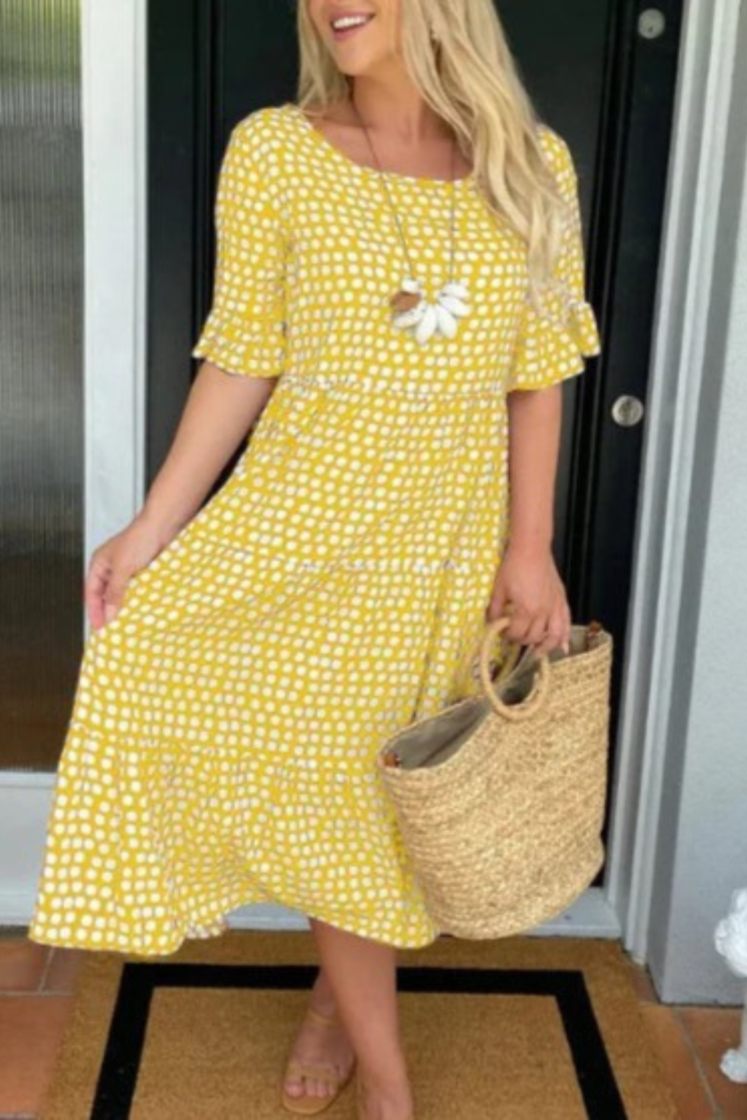 Zora | Vestido Midi de Manga Corta Sable