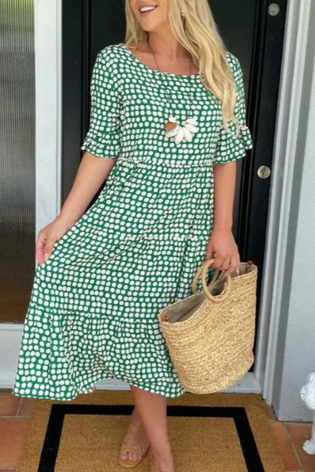 Zora | Vestido Midi de Manga Corta Sable