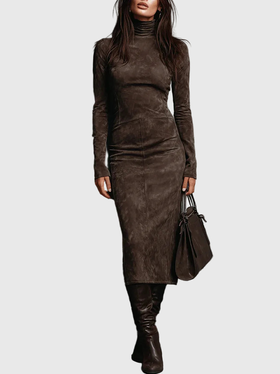 Rosa | Elegante Vestido Midi de Ante