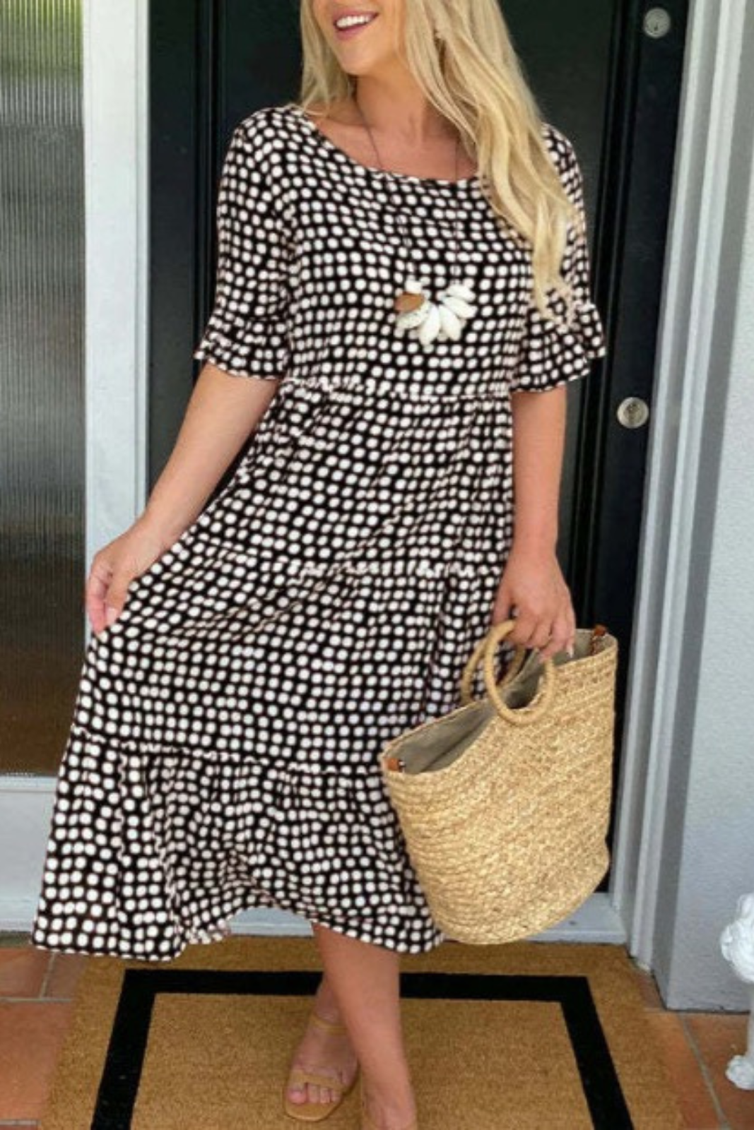 Zora | Vestido Midi de Manga Corta Sable