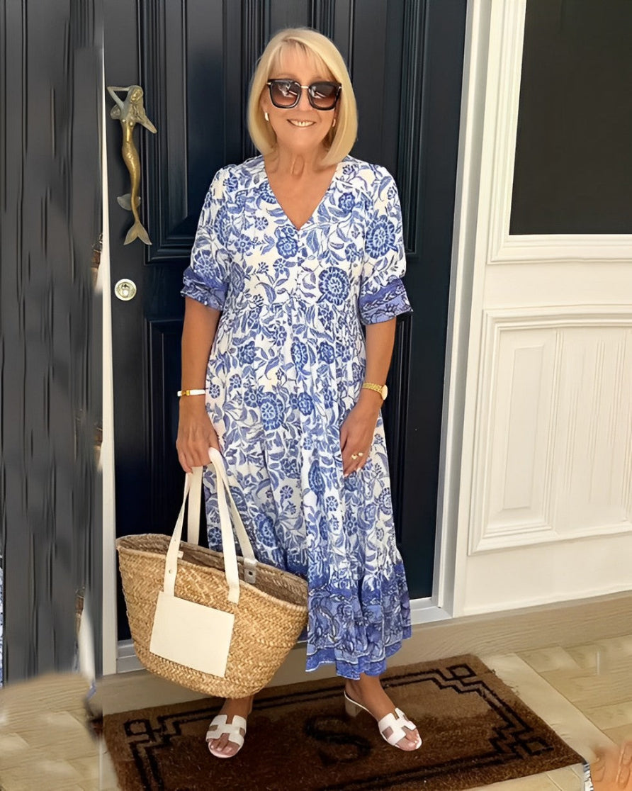 Keisha | Vestido Maxi Floral con Escote en V Elegante