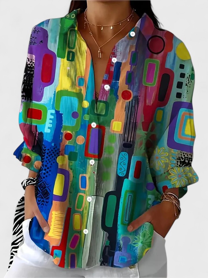 Rose | Blusa Elegante con Patrón Geométrico